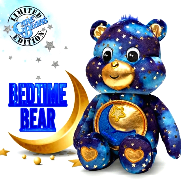 Plush 14" Inch Care Bears Gloweing Bedtime Bear Moon & Stars - Picture 7 of 15